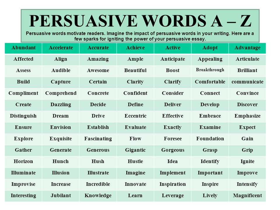 Transition words and phrases for persuasive essay